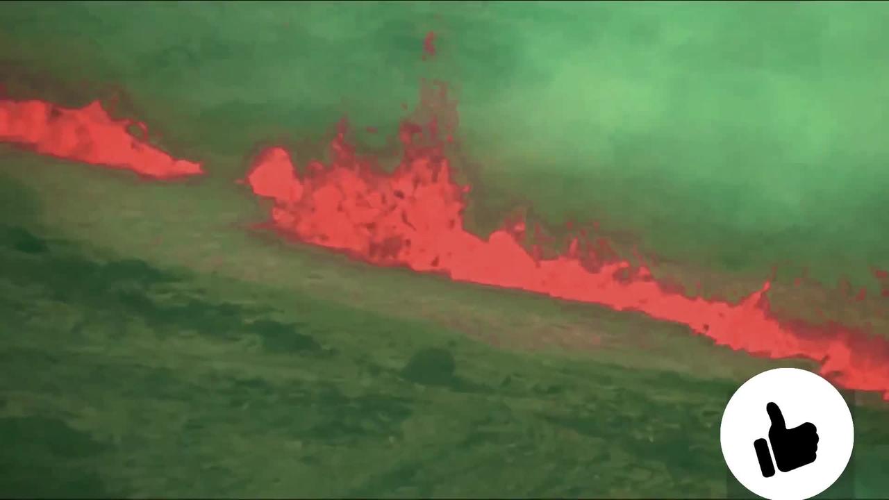 Aerial video of the Mauna Loa eruption depicts lava and ash spewing from the Hawaiian volcano