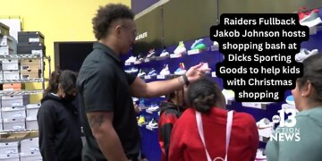 Raiders Fullback Jakob Johnson hosts shopping bash at Dicks Sporting Goods to help kids with Christmas shopping