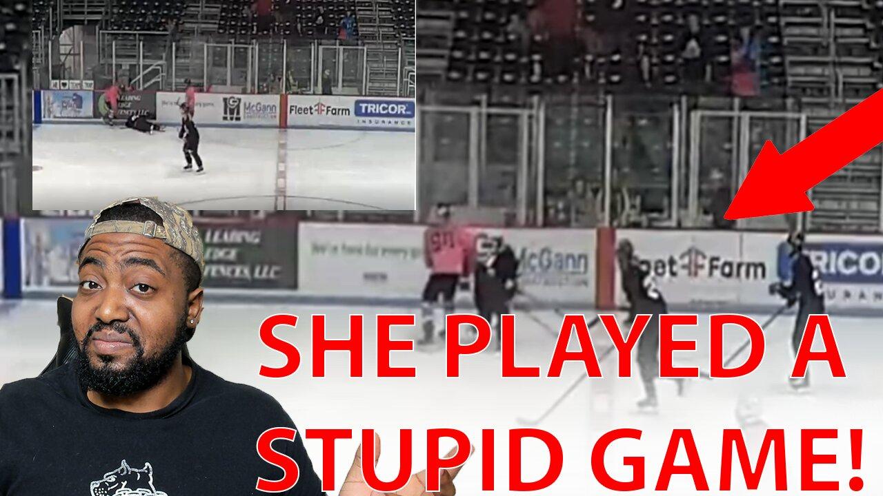 INSTANT REGRET! Transman Gets Sent To Hospital By Transwoman During WOKE NHL Hockey Game!