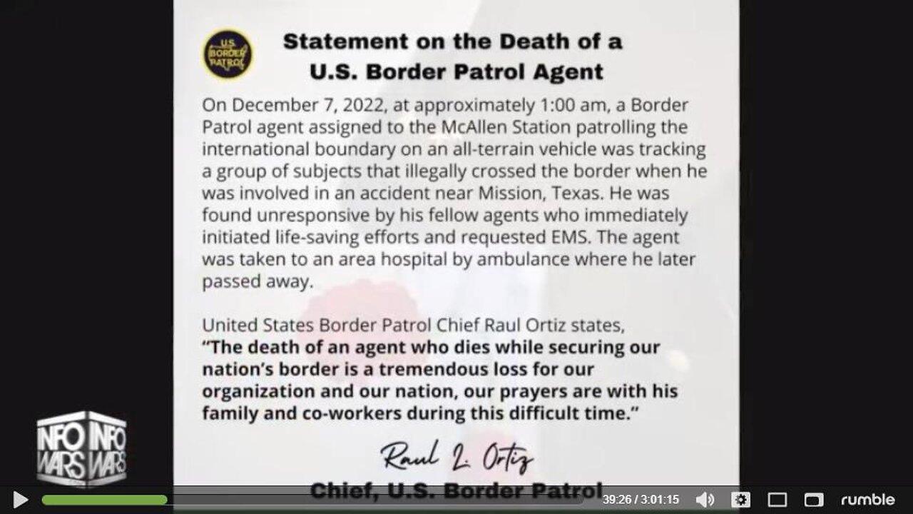 Border patrol agent killed and White House Says nothing