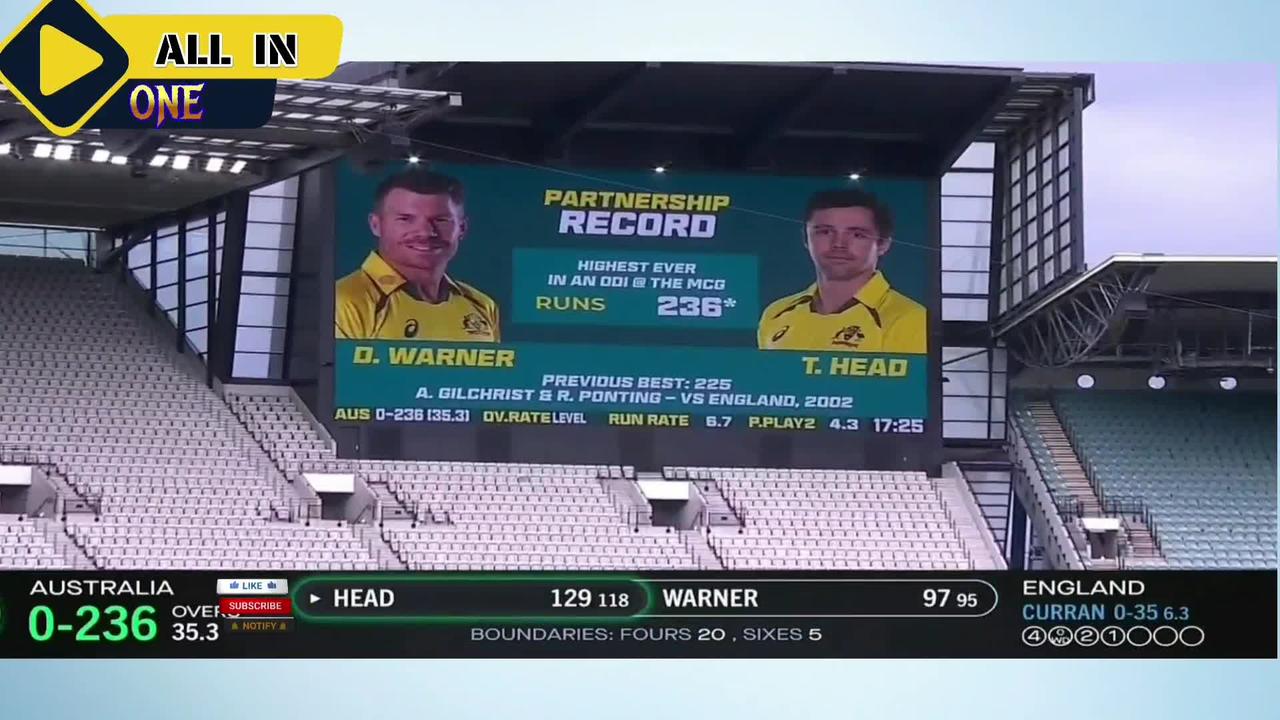 Warner and head record opening partership | Australia vs England 3rd ODI | aus vs eng