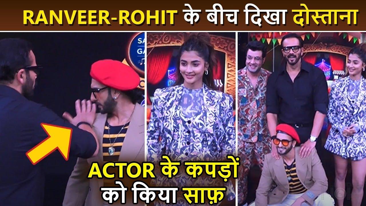 Rohit Shetty Cleans Ranveer's Dress, Pooja Hegde Looks H0t In Short Dress Cirkus Promotion