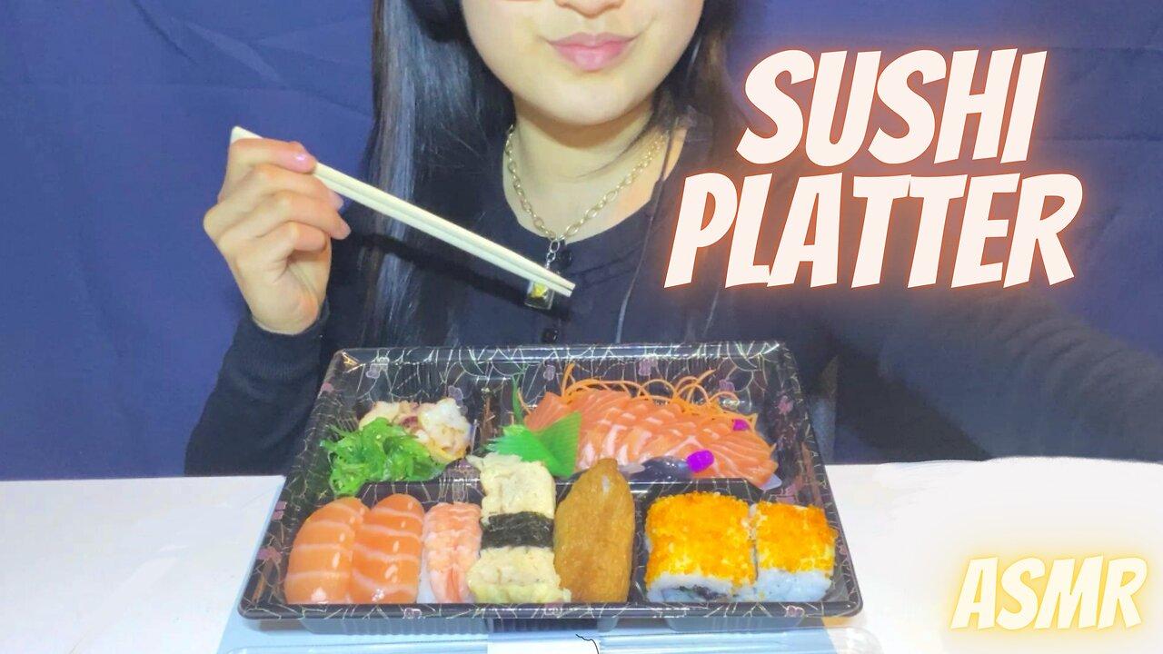 SUSHI PLATTER ASMR | eating sounds | Echo Eats