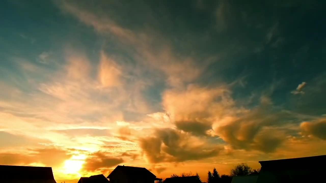 Beautiful Sunset Clouds Moving Timelapse  Best Sky Video Background Footage