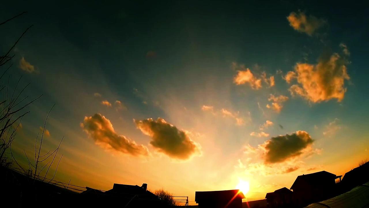 Beautiful Sunset Clouds Moving Background Sky Video Timelapse