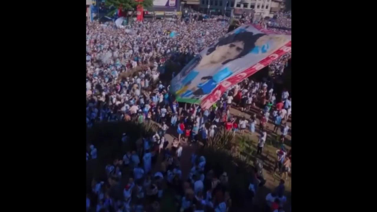 Hundreds Of Thousands In Buenos Aires Argentina Celebrate Their World Cup Win