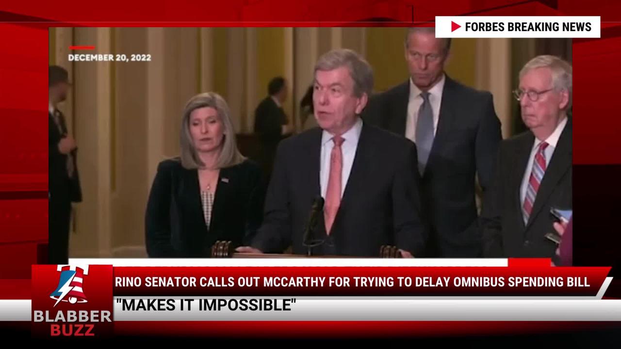 RINO Senator Calls Out McCarthy For Trying To Delay Omnibus Spending Bill