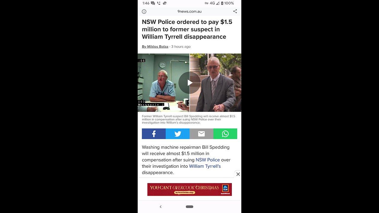 William Tyrell -Bill Spedding / Malicious prosecution NSW POLICE