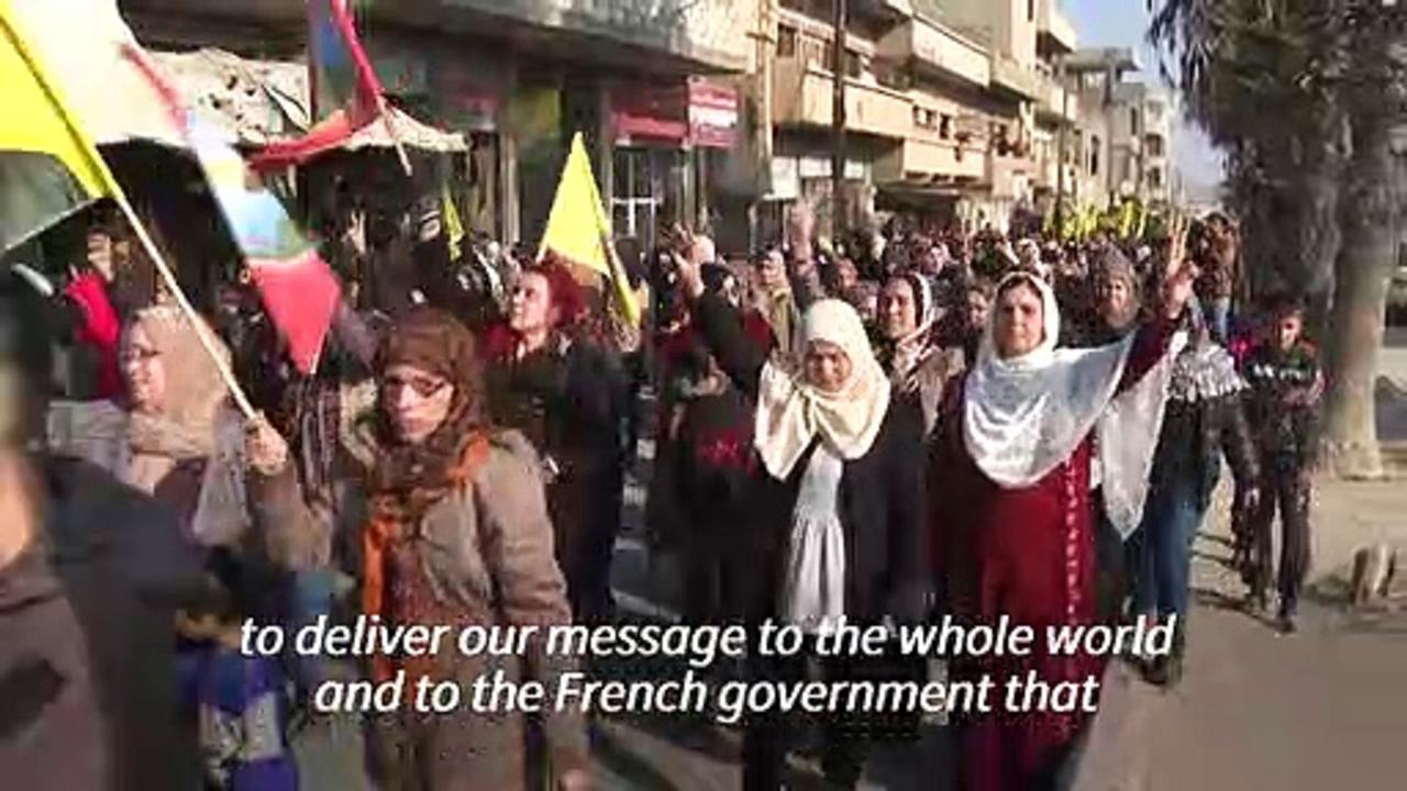Hundreds of Syrian Kurds protest against Paris shooting attack