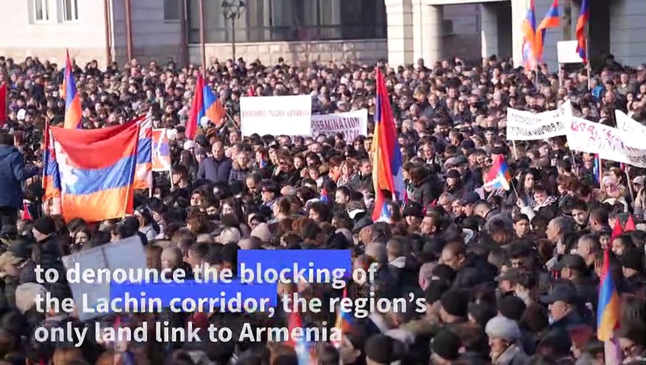 Thousands rally in Nagorno-Karabakh to protest land blockade