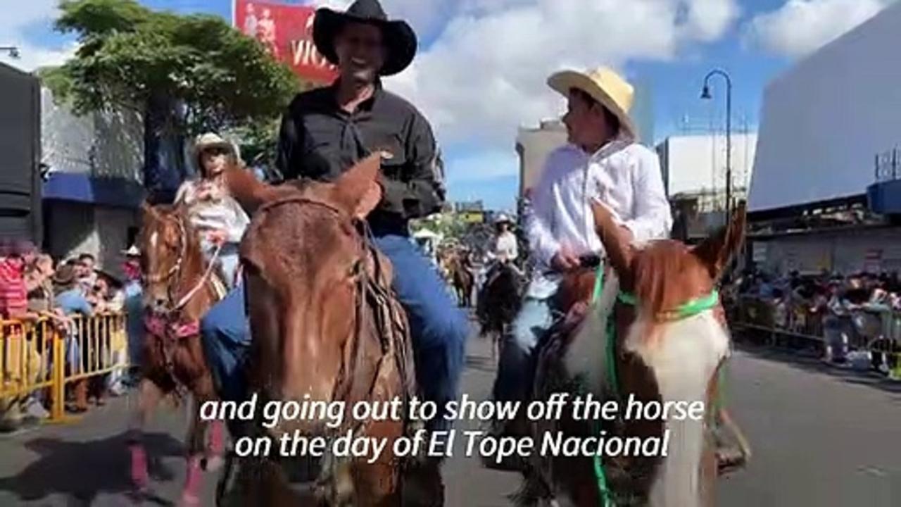 Costa Rican jockeys participate in traditional 'El Tope' parade