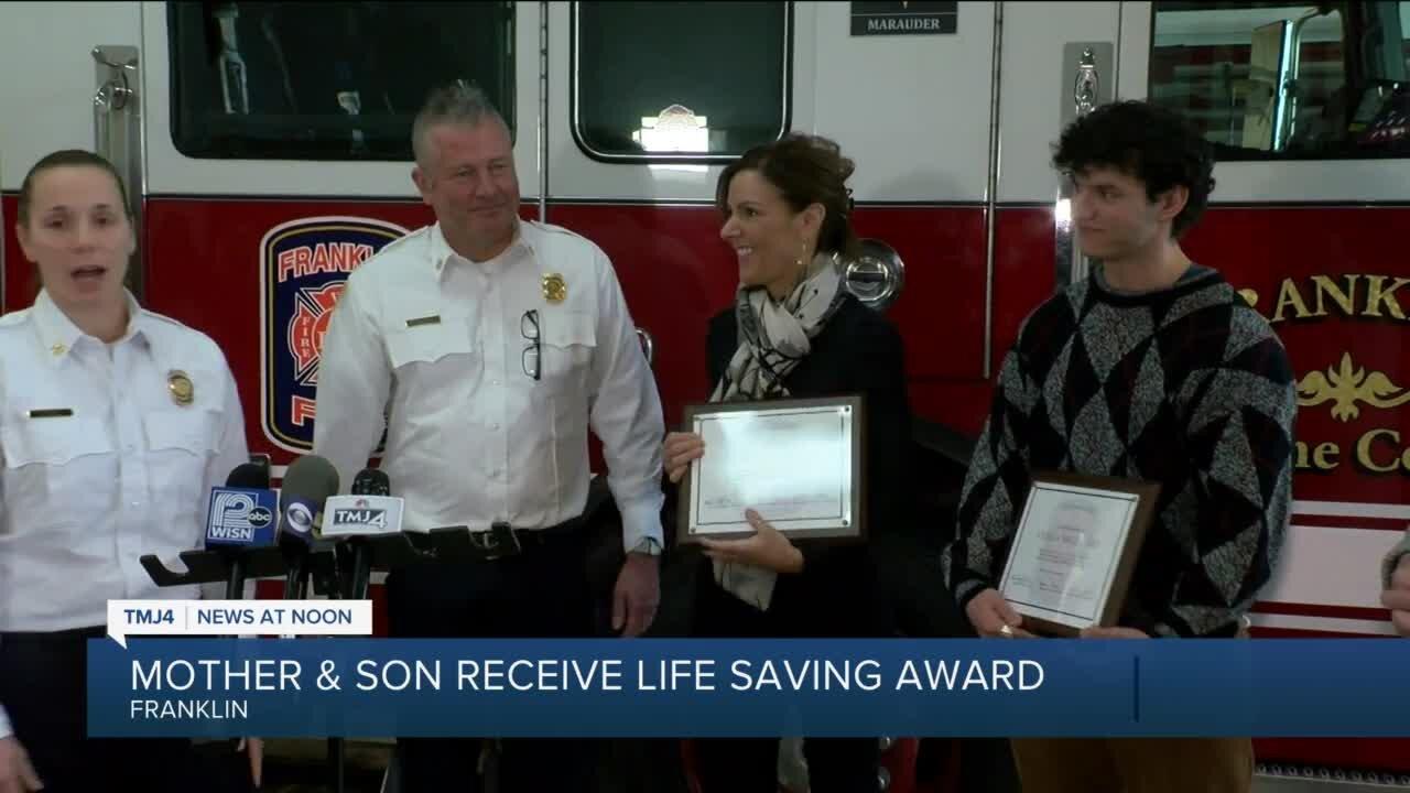 Mother and son receive life-saving award