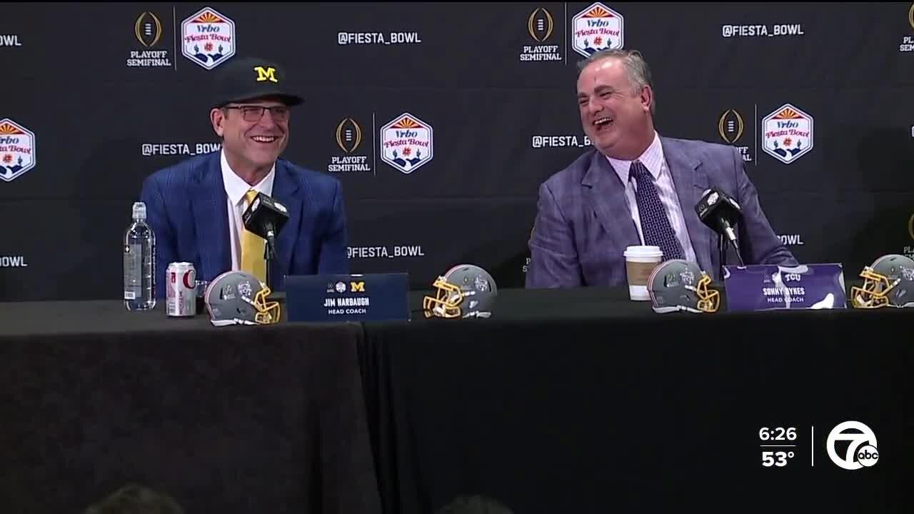 Sonny Dykes jokes about paying tribute to his dad by offering Jim Harbaugh a pregame drink