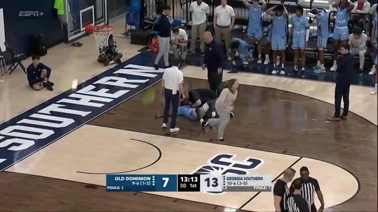 Old Dominion Player COLLAPSES MidGame One News Page VIDEO