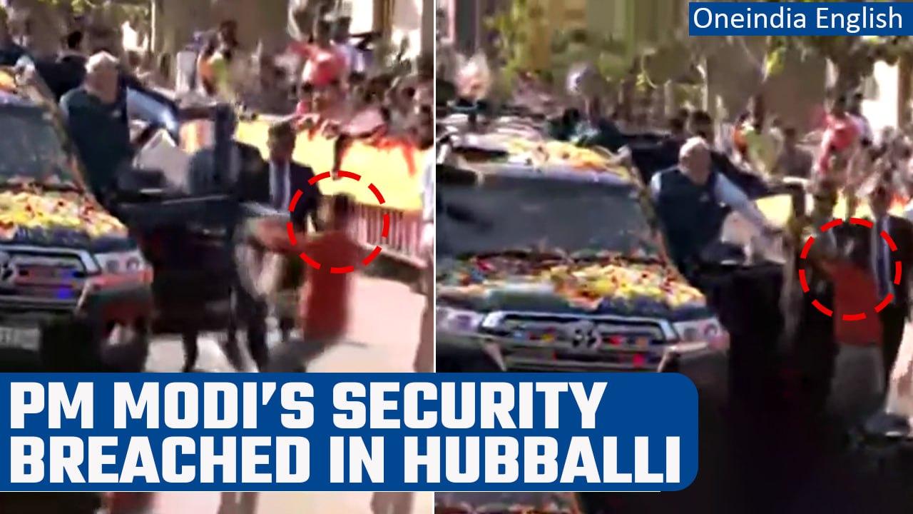 PM Modi’s security breached in Hubballi, incident caught on camera | Oneindia News