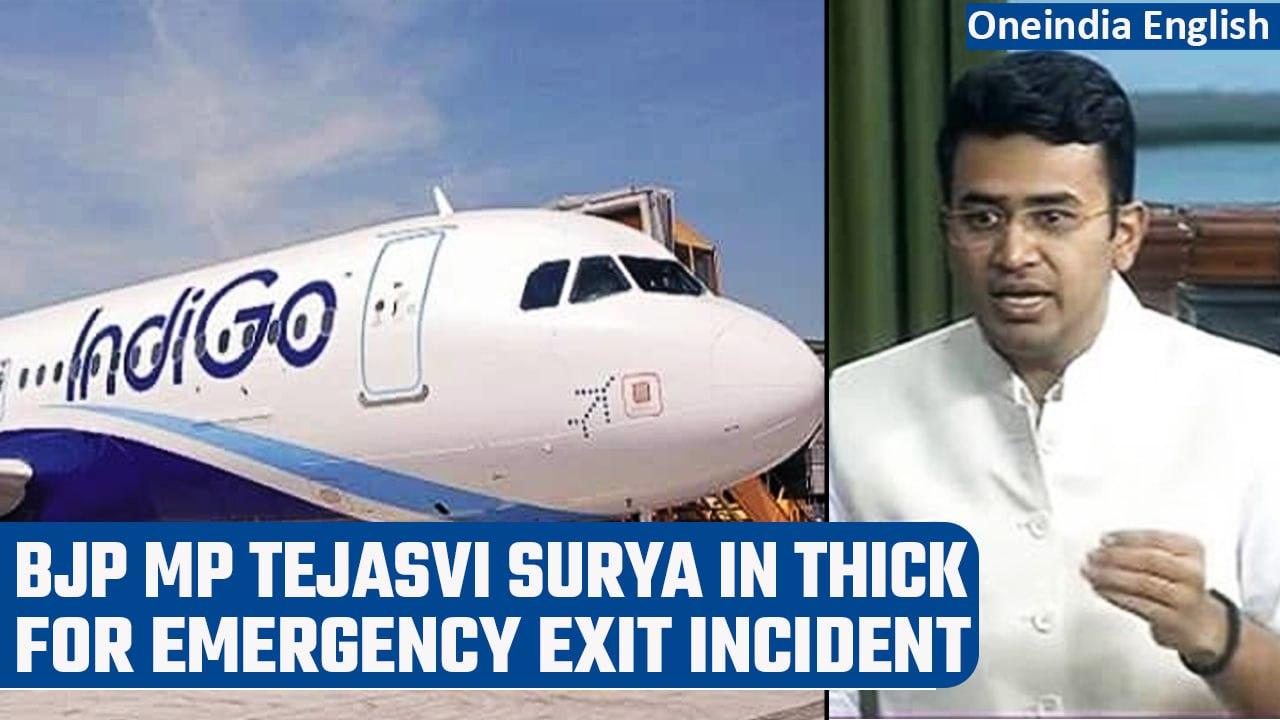BJP MP Tejasvi Surya slammed for opening Indigo flight emergency exit | Oneindia News *News