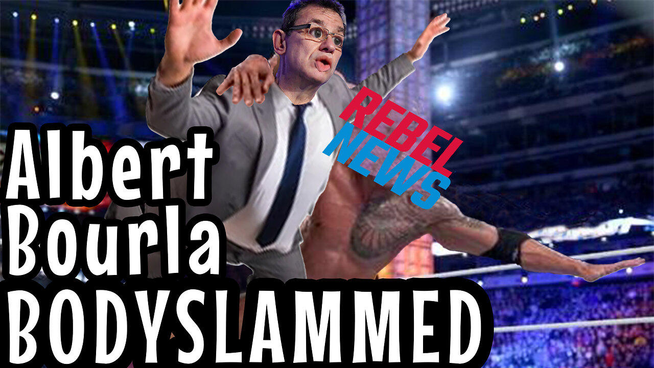 Albert Bourla getting body slammed by Rebel News on The Jimmy Dore show