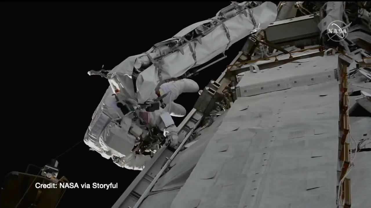 Two astronauts perform spacewalk at International Space Station