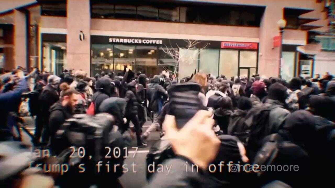 Antifa attacking Trump inauguration crowd 6 years ago