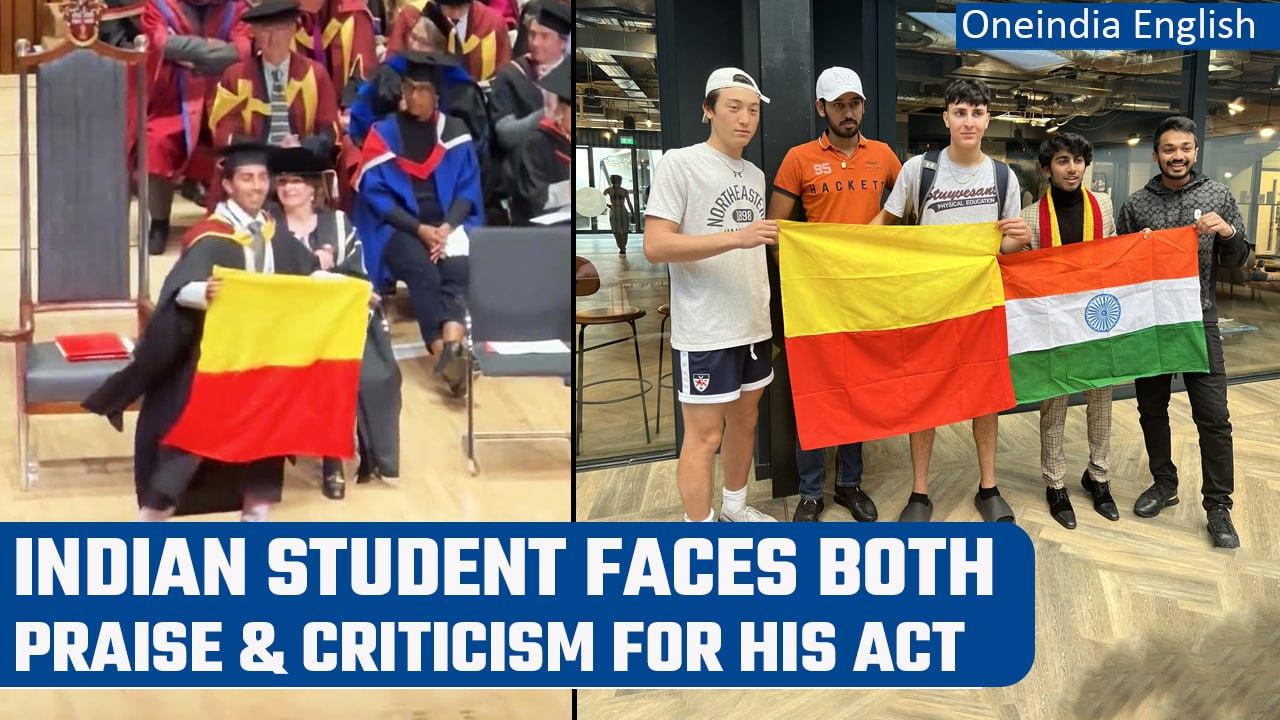 Indian Student In London Unfurls Karnataka Flag At Graduation Ceremony | OneIndia News