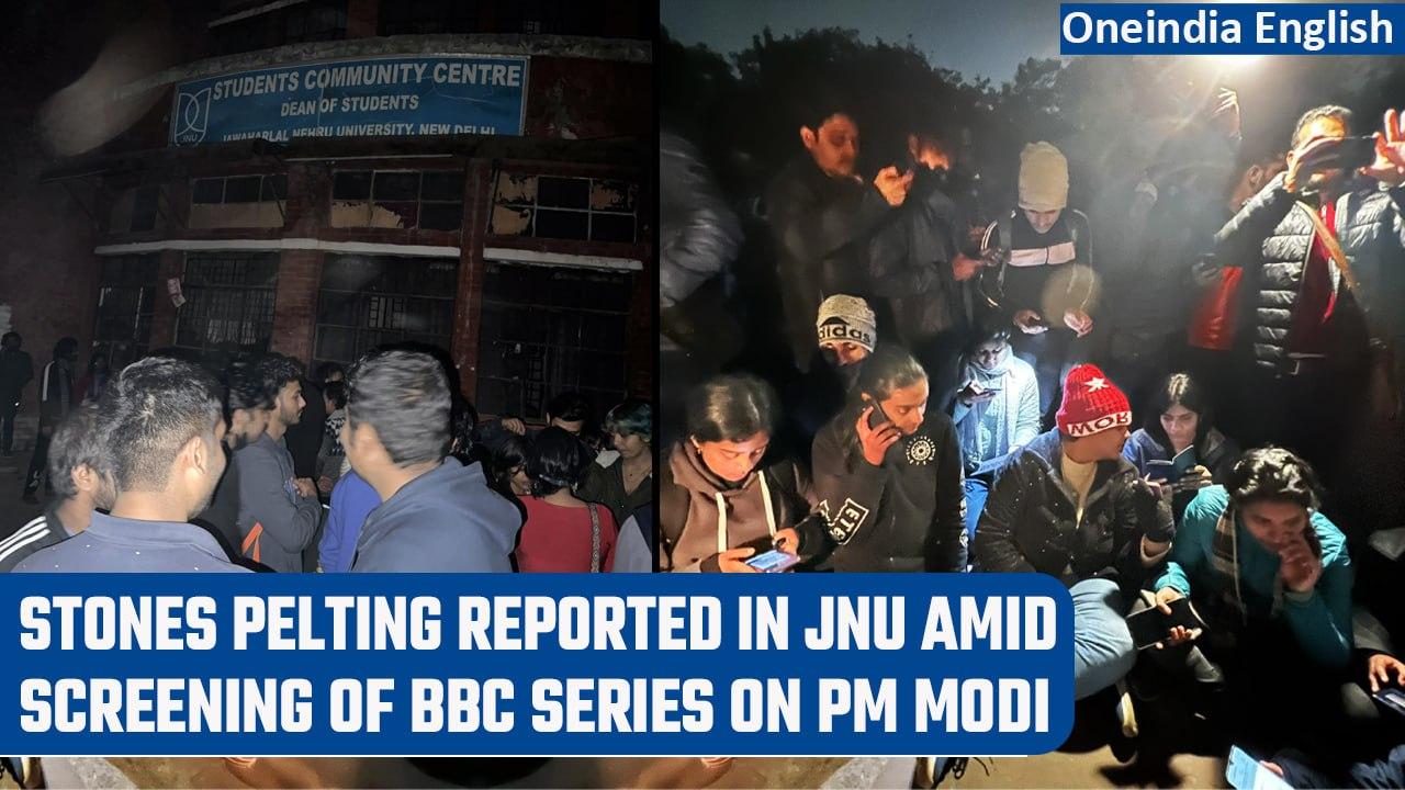 JNU pupils screen BBC series on PM Modi followed by stone pelting and chaos | Oneindia News *News