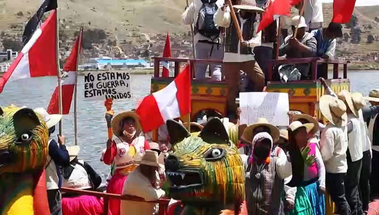 Peru's 'water people' protest on boats against government