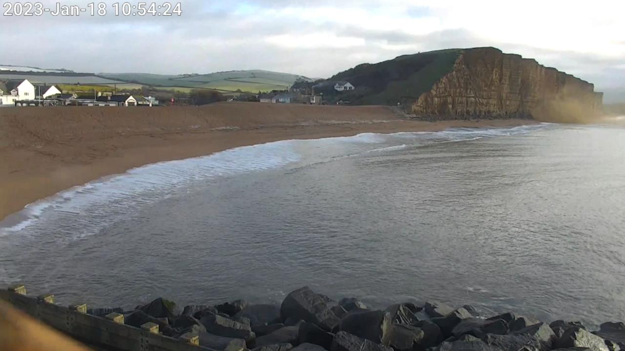 Video captures moment part of Broadchurch's famous West Bay cliff collapses into the sea