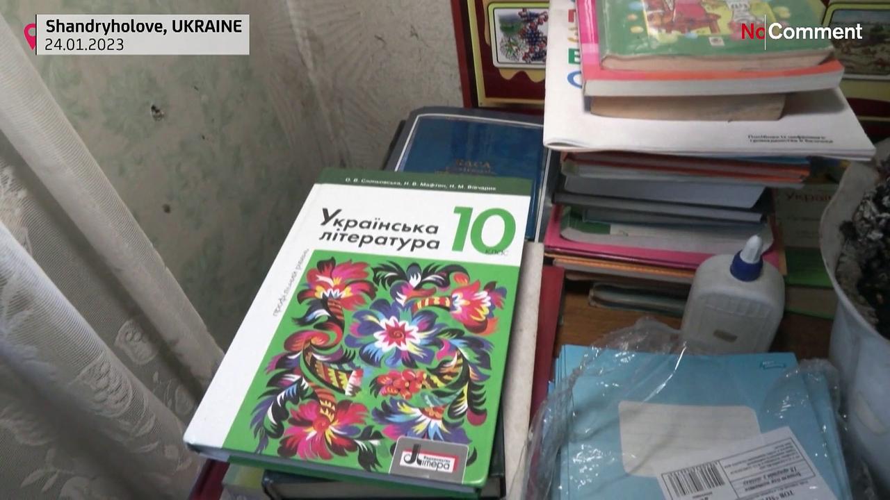 Watch: Teacher in destroyed Ukrainian town turns living room into school