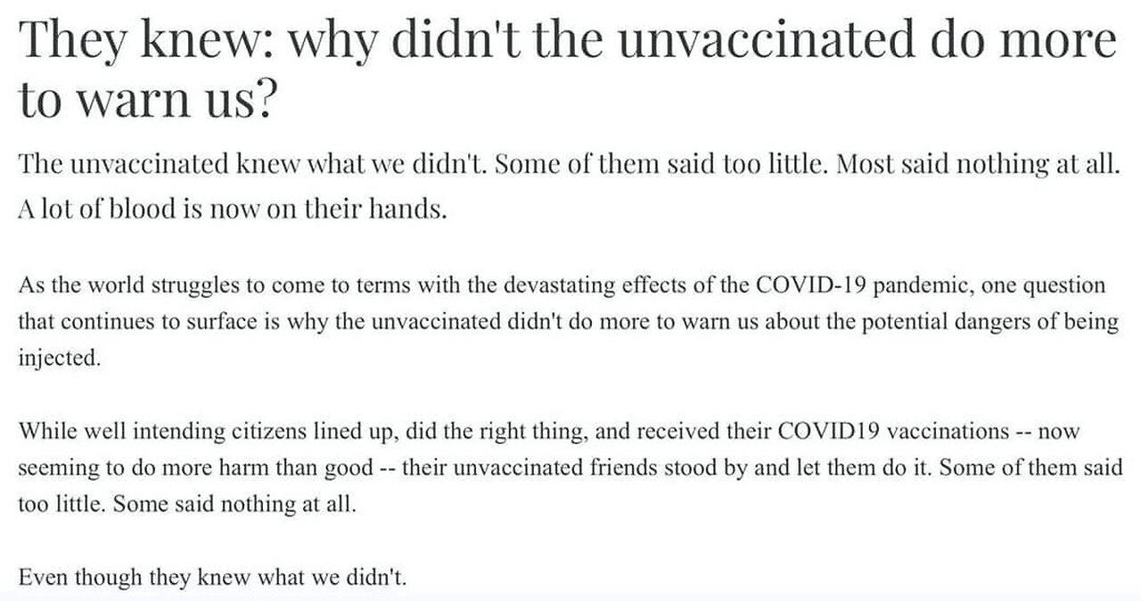 LET'S BLAME THE UNVACCINATED. I AM NOT A VIROLOGIST, REMEMBER?