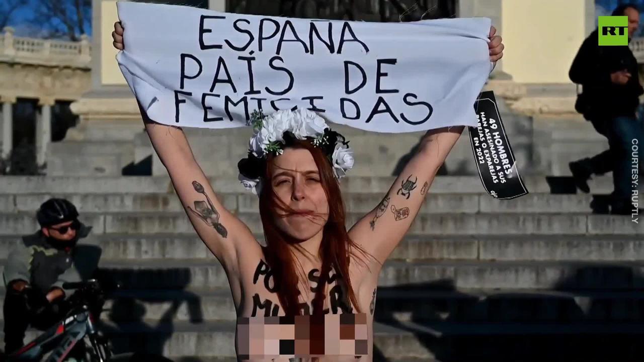 'Spain – country of femicide' | Femen activists protest in Madrid