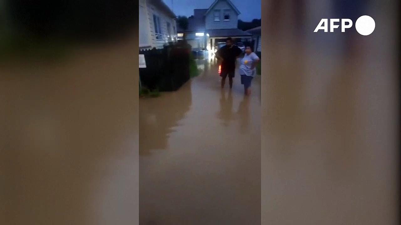 Flooding in the town of Thames in New Zealand