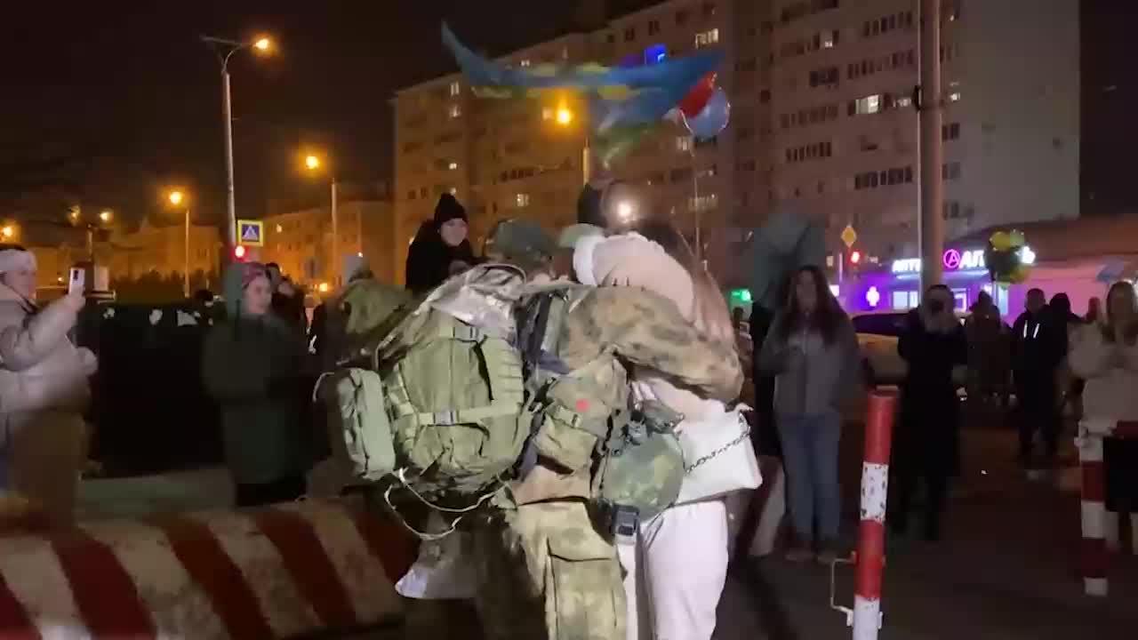 Russian soldier returns home from war