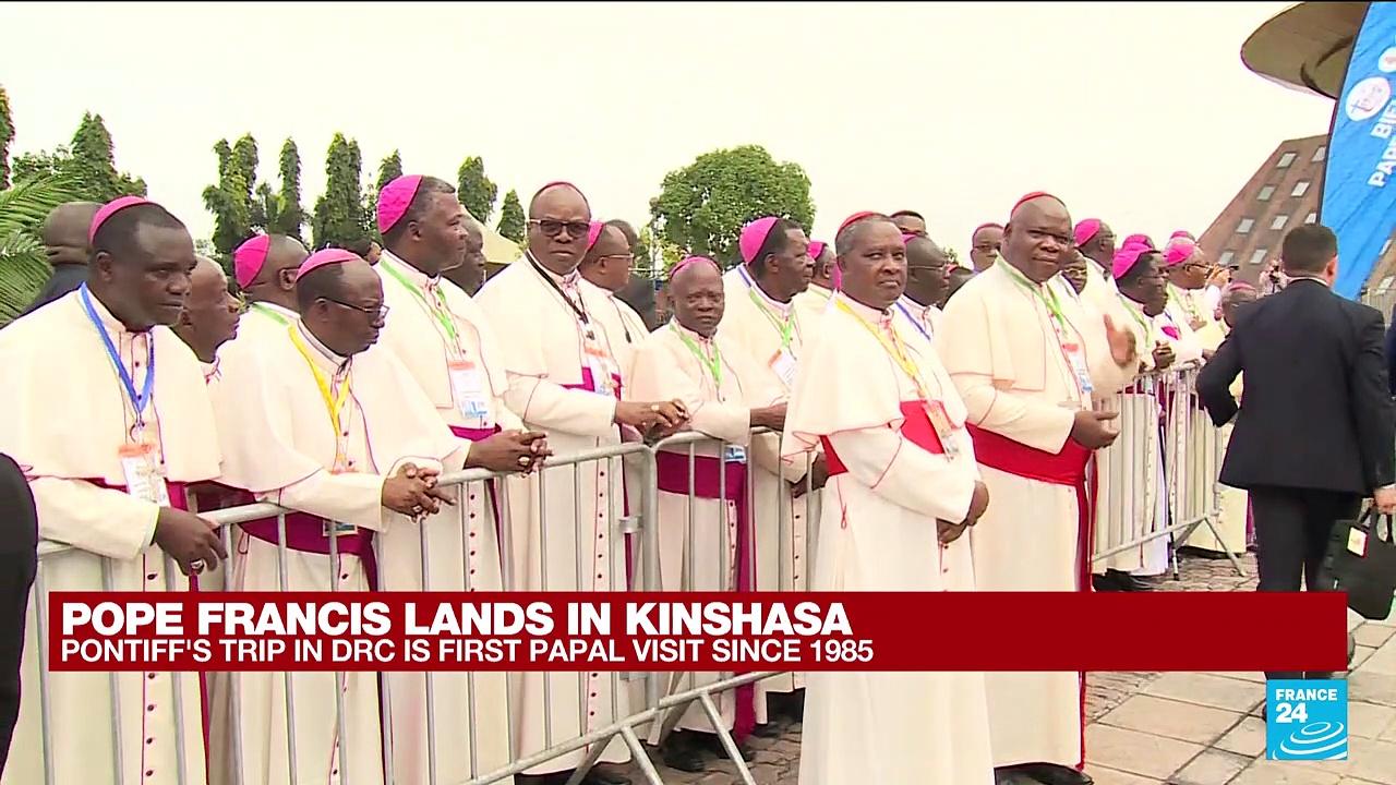Pope Francis lands in Kinshasa, DR Congo