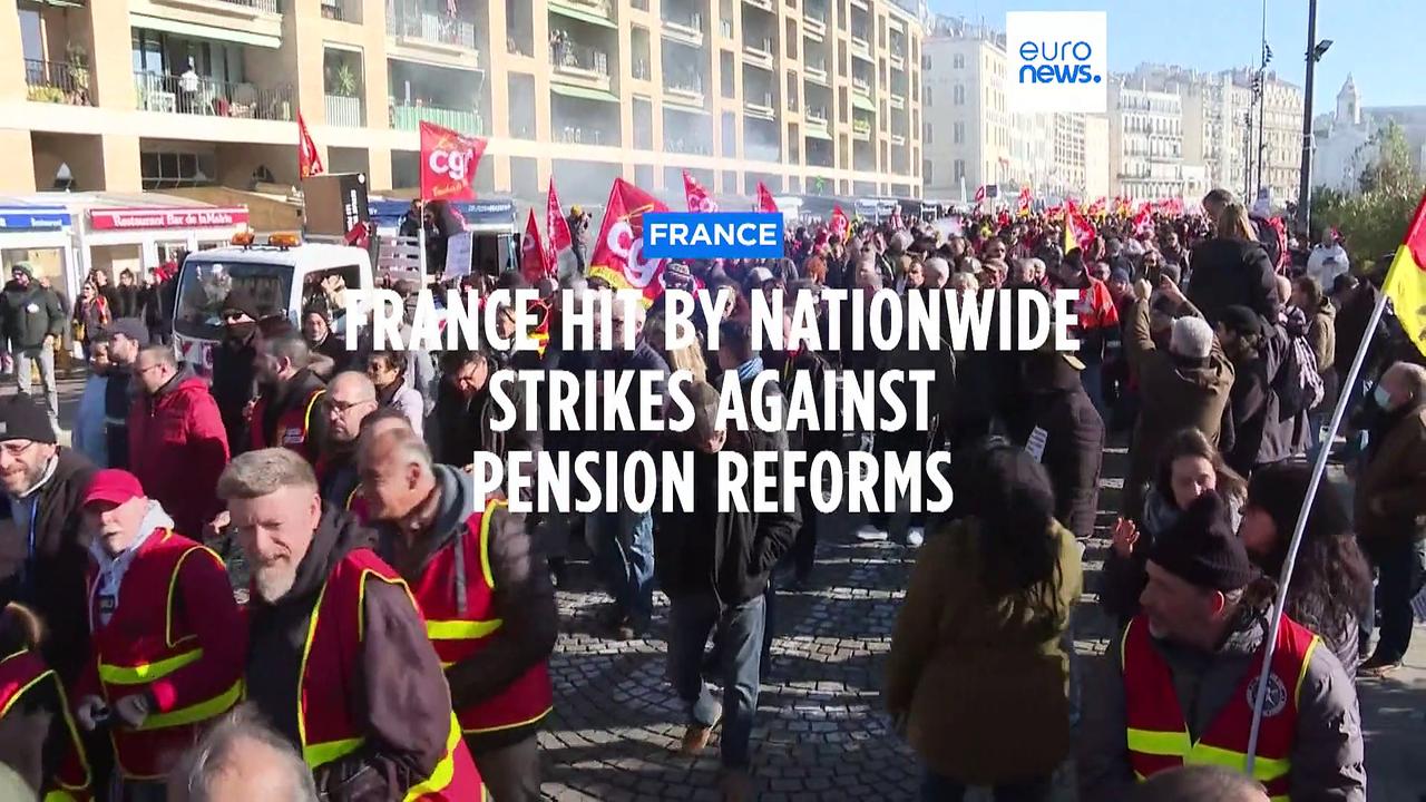 Strike action over pensions once again brings cities in France to a standstill