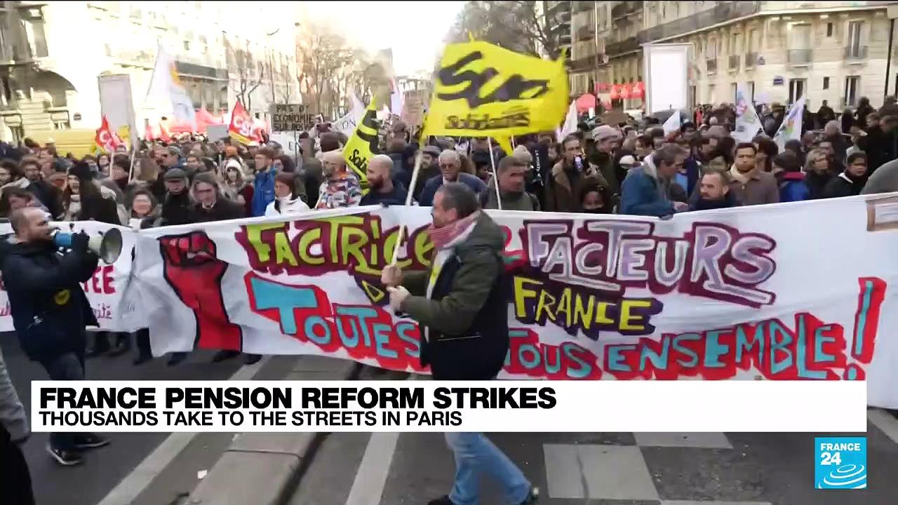 France pension reform strikes: Thousands take to the streets in Paris