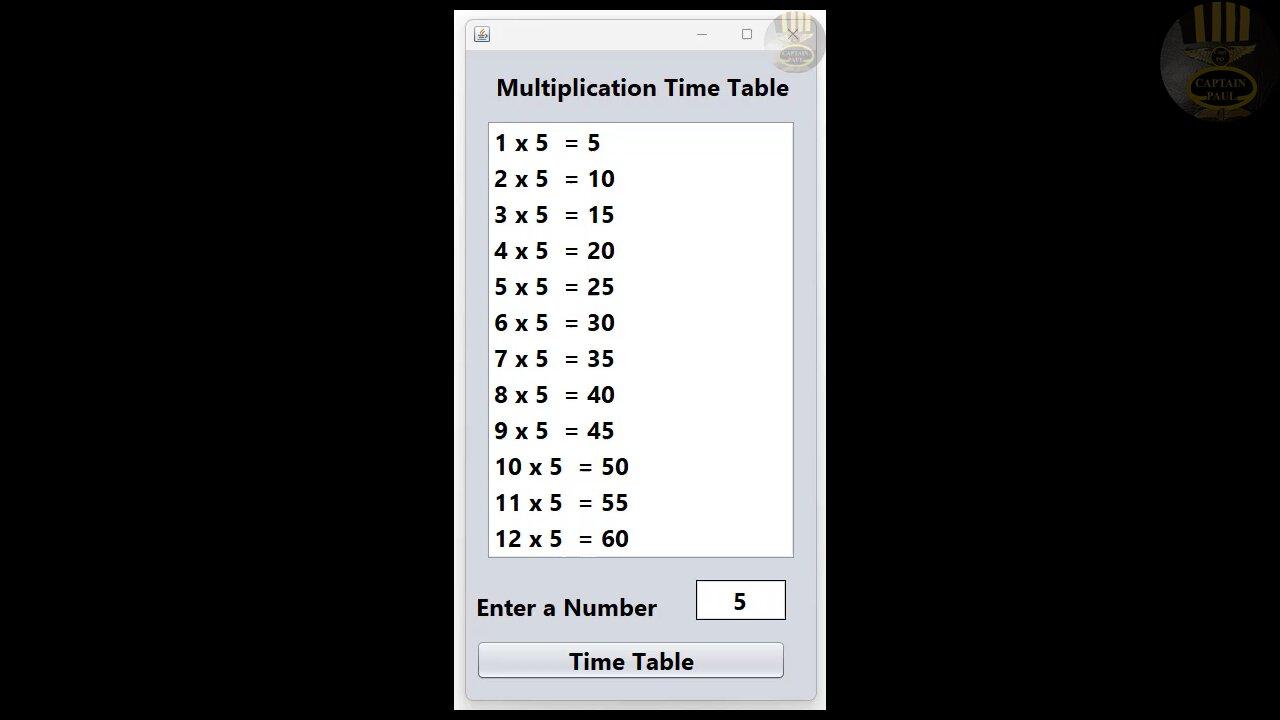 How to Create a Multiplication Time Table using For Loop in Java NetBeans