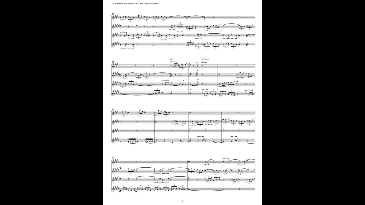 J.S. Bach - Well-Tempered Clavier: Part 2 - Fugue 10 (Saxophone Quartet)