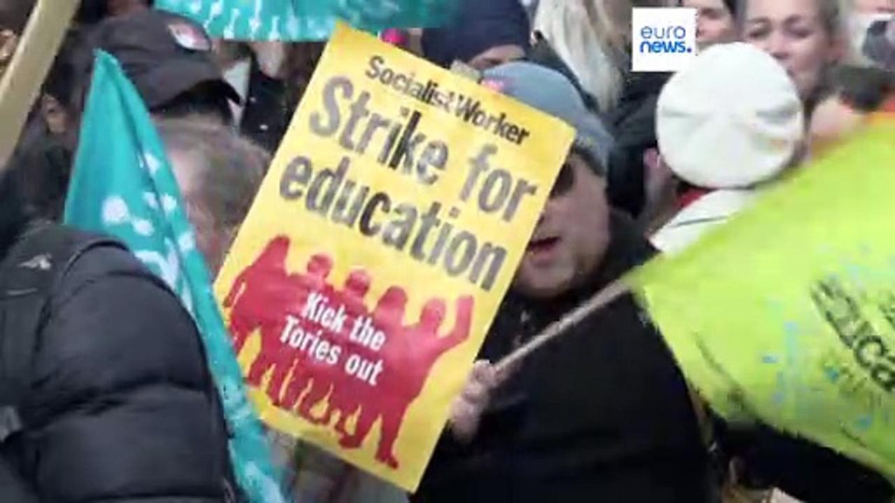 Thousands of teachers and workers protest in London in biggest walkout of a decade