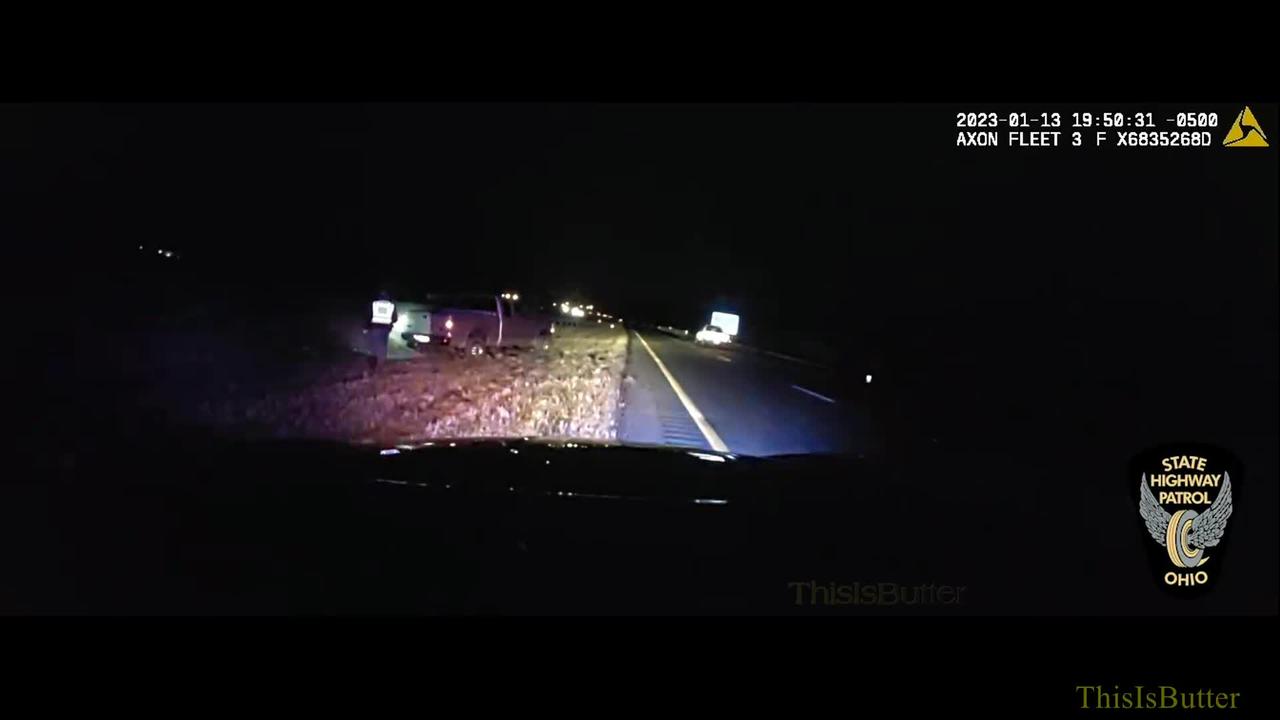 Video shows car slide off road, slam into Ohio State Highway Patrol cruiser