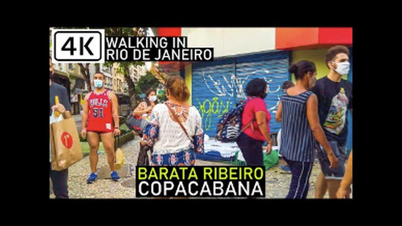 Walking in Copacabana- Barata Ribeiro Street, Rio de Janeiro, Brazil - 【4K】 Binaural 2020.
