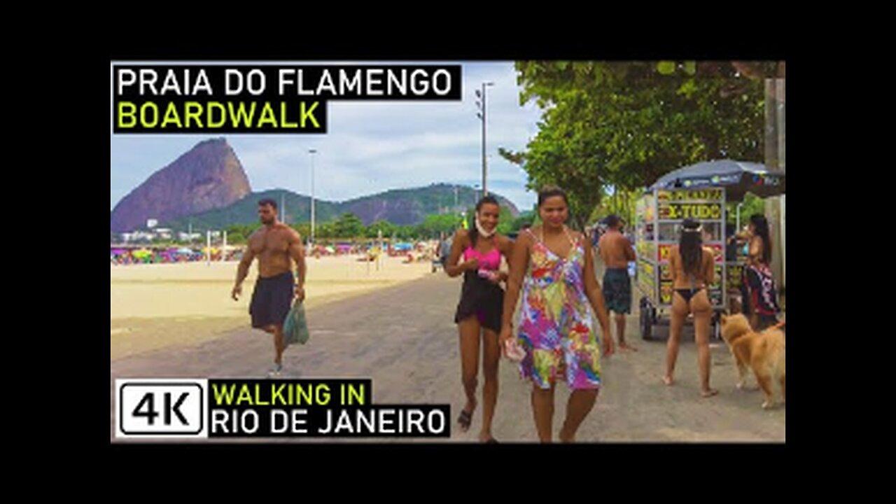 Walking in Flamengo Beach Boardwalk -  Rio de Janeiro, Brazil -【4K】2021.