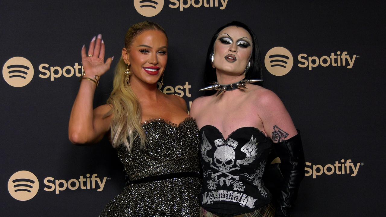 Gigi Gorgeous and Gottmik 2023 Spotify's Best New Artist Party Black Carpet | Grammy Party
