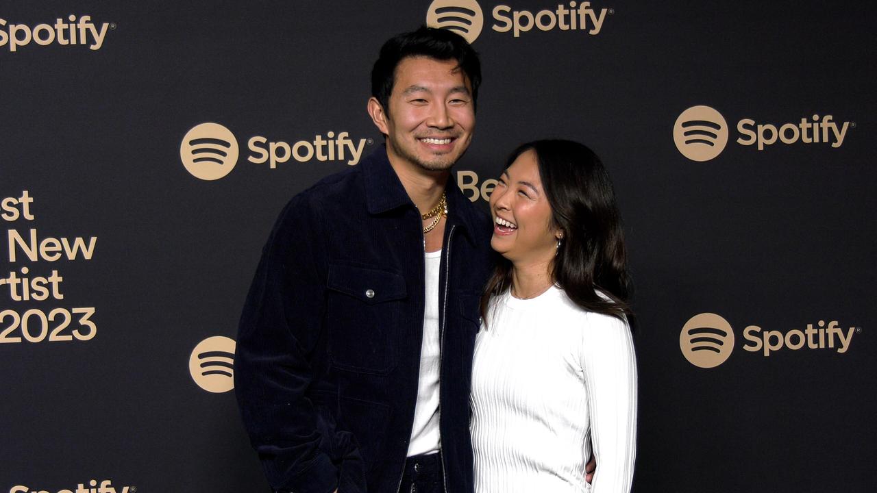 Simu Liu and Allison Hsu 2023 Spotify's Best New Artist Party Black Carpet | Grammy Party