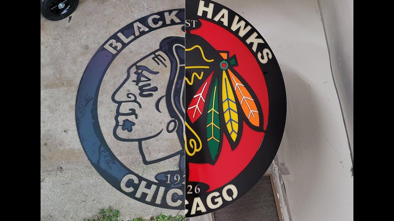 31" Chicago Blackhawks illuminated sign build