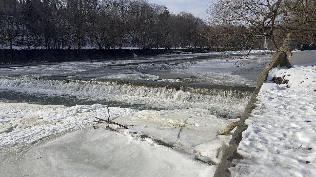 Frozen Humber River flow