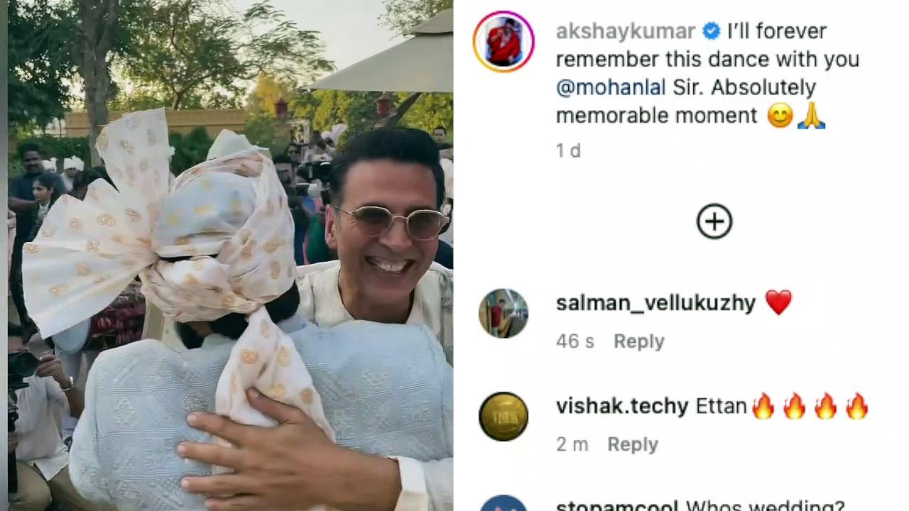 Akshay Kumar shares a 'memorable moment' with Mohanlal