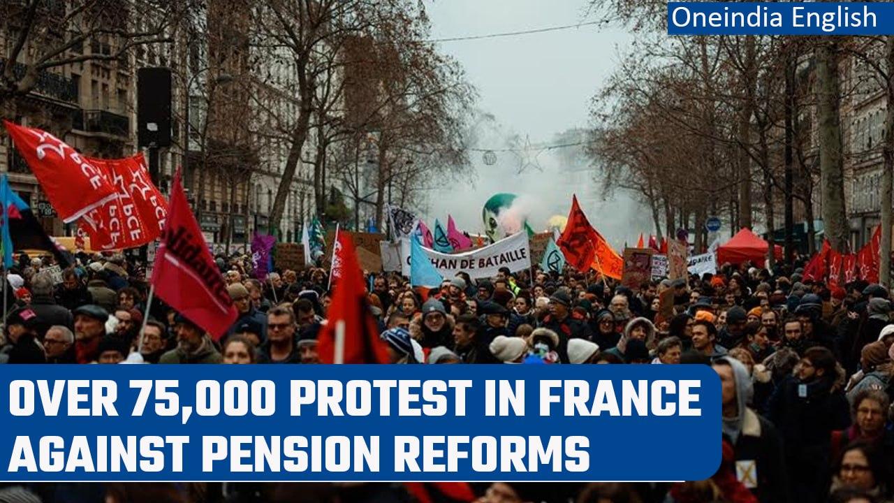 France: More than 75,000 protest against pension reforms across the country | Oneindia News