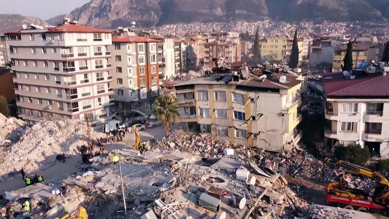 Buildings destroyed by the earthquake in Antakya, Turkey