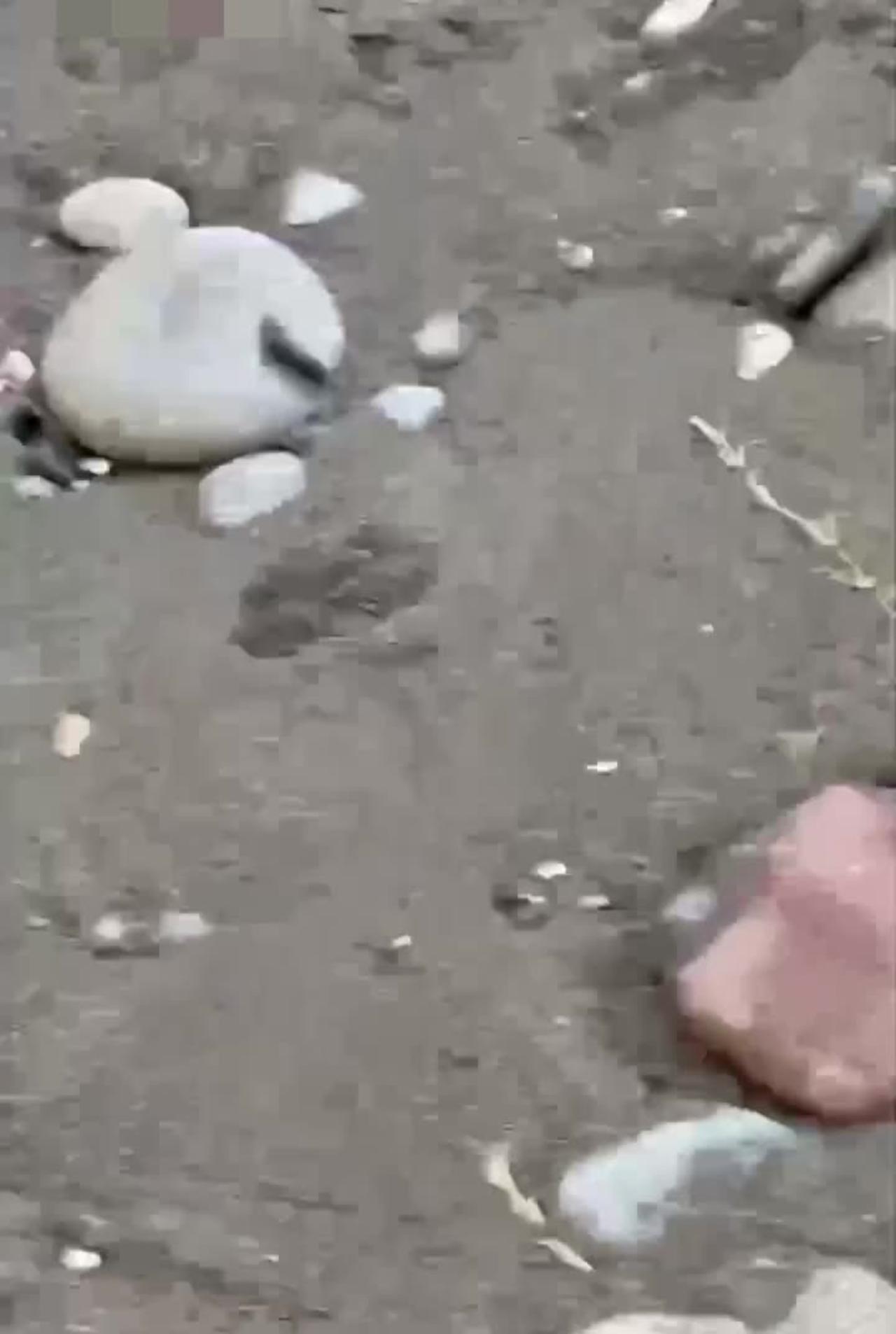 A Mine Detonates After Washing Up on a Beach in Batumi, Georgia