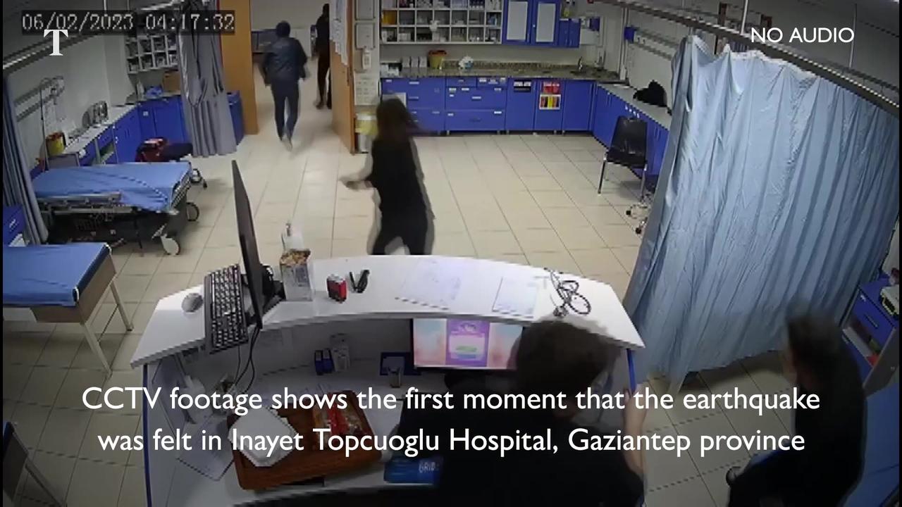 Footage shows a nurse running to save children as earthquake hits Turkey 2023